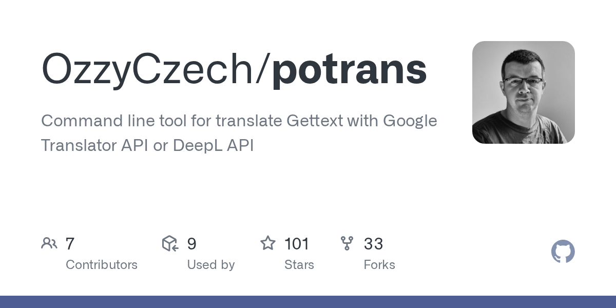 GitHub repository OzzyCzech/potrans