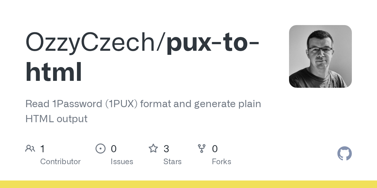 GitHub repository OzzyCzech/pux-to-html