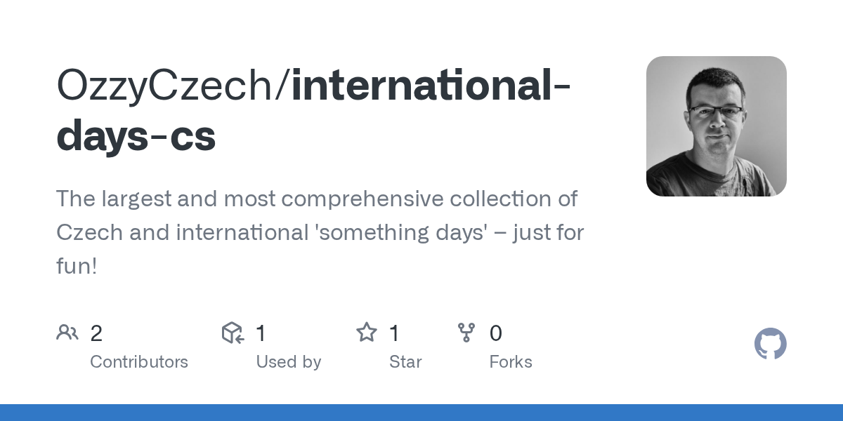 GitHub repository OzzyCzech/international-days-cs