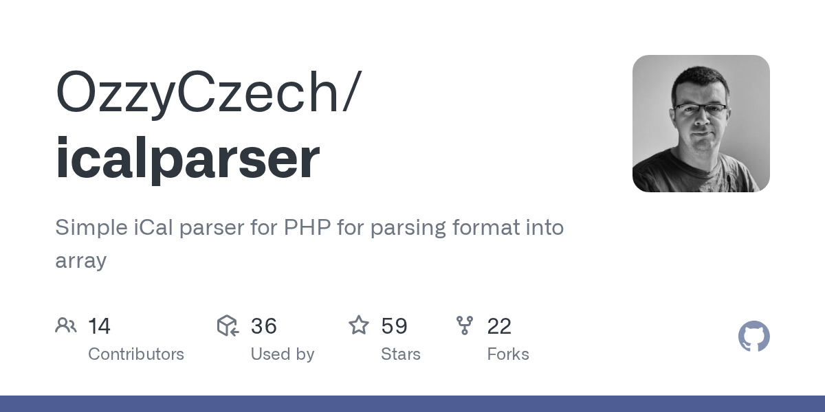 GitHub repository OzzyCzech/icalparser